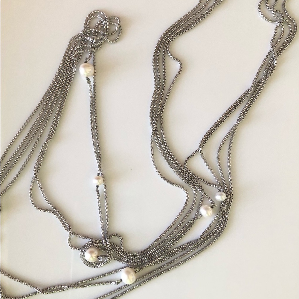 David Yurman Four Row Chain Necklace with Pearls - Picture 7 of 16